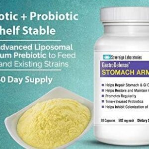 Stomach Armor - Shelf Stable Pre and Probiotic - Liposomal Colostrum-LD Enhanced. Beneficial Stains Colonize and Promote Gut Health, Designed for Adult Women and Men