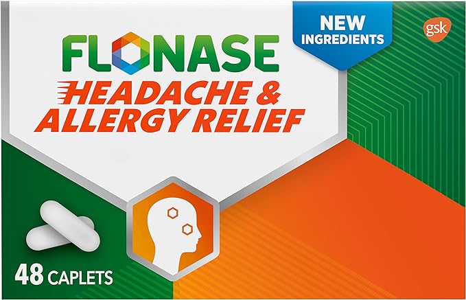 Flonase Headache and Allergy Relief Caplets with Acetaminophen 650mg, Chlorpheniramine Maleate 4mg and Phenylephrine HCl 10mg Per 2 Caplet Dose, Powerful Multi-Symptom and Congestion Relief ? 48 ct
