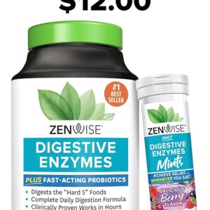Zenwise Health Digestive Enzymes - Probiotic Multi Enzymes with Probiotics and Prebiotics for Digestive Health and Bloating Relief for Women and Men, Daily Enzymes for Gut and Digestion - 180 Count