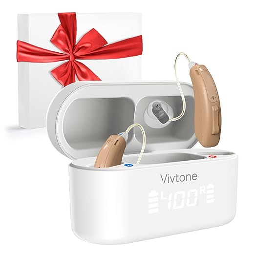 Rechargeable Hearing Aids for Seniors Adults, Advanced 16-Chanel Digital Behind-the-Ear (BTE) Hearing Amplifiers, Receiver-in-Canal (RIC), 125hrs Backup Power after 2hrs Charging,