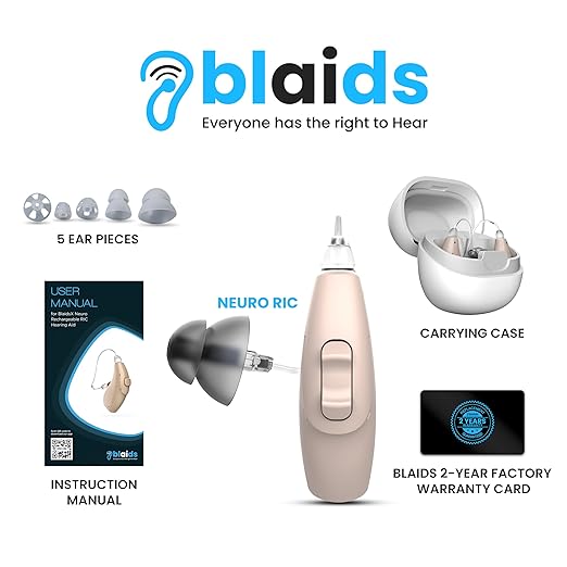 BlaidsX Neuro Rechargeable RIC + Programmable Hearing Aids for Seniors with Bluetooth Mobile App Hearing Test Audiogram & Noise Cancellation, Dual Mic & 48 DSP Channels | USA-Made Multi-Core Processor - Image 5