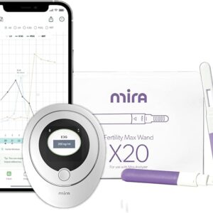Mira Fertility Starter Kit, MAX Mira Analyzer to Predict & Confirm Ovulation + 6 Day Fertility Window, 20 Mira Max Wands to Track Actual E3G, LH, & Progesterone (PdG) Levels + Mira App Included