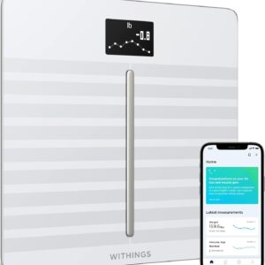 Withings Body Cardio – Premium Wi-Fi Body Composition Smart Scale, Tracks Heart Health, Vascular Age, BMI, Fat, Muscle & Bone Mass, Water %, Digital Bathroom Scale with App Sync via Bluetooth or Wi-Fi