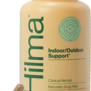 Hilma Natural Sinus Support – All Day Allergy & Sinus Relief from Pollen & Dust w/Butterbur, Stinging Nettles & Spirulina - Non-Drowsy - Organic, Clinically Proven Ingredients - 120 Vegan Capsules