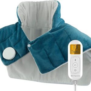 Heating Pad for Neck, Shoulders, and Back - Comfytemp Weighted Electric Heat Pad for Pain Relief, FSA HSA Eligible, Large 2.6lb Wrap with 9 Heat Settings, 11 Auto-Off Options - Ideal Birthday Gifts for Women & Men