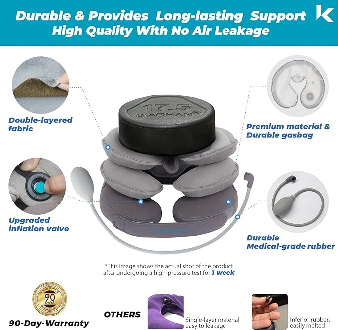 LK Neck Stretcher for Instant Pain Relief, 2024 Upgraded Cervical Traction Device, Adjustable Inflatable Neck Brace with Removable Air Pump, Neck Traction - Image 3