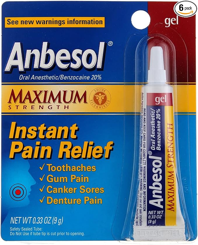 Anbesol Gel Maximum Strength 0.33 oz ( 6 pack)