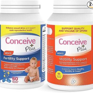 CONCEIVE PLUS Mens Motility Bundle Mens Fertility 60 + Motility Supplement 60 Capsules