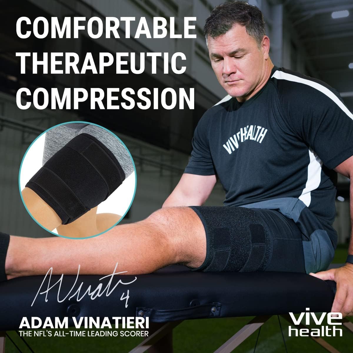 Vive Thigh & Hamstring Compression Sleeve Brace for Men & Women (2 Pack, Black) - Pain Relief Support Wrap for Sciatica, Hip Flexor, Groin, Leg, Upper Thigh - Quick Results & Sciatic Nerve Recovery - Image 4