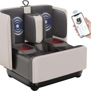 COMFIER 2-in-1 Shiatsu Foot Massager&Foot Rest,Foot and Calf Massager with APP Control,Heated Feet Massager,Calf Massager for Foot Pain Relief,Gifts for Men,Women