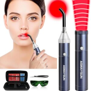 Red Light Therapy Device, Cold Sore Canker Sore Treatment Torch for Lips, Infrared Light Therapy Wand for Face Fever Blister, Healing Pain Relief for Mouth Nose Ear Knee (Red-2-IN-1 Red Light Therapy)