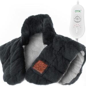 UTK Weighted Heating Pad for Neck and Shoulders,24 "x 20" Extra Large Heated Neck Shoulder Wrap, Electric Neck and Shoulder Heat Pad with Auto Shut Off, 6 Heat Settings,Tourmaline Beads