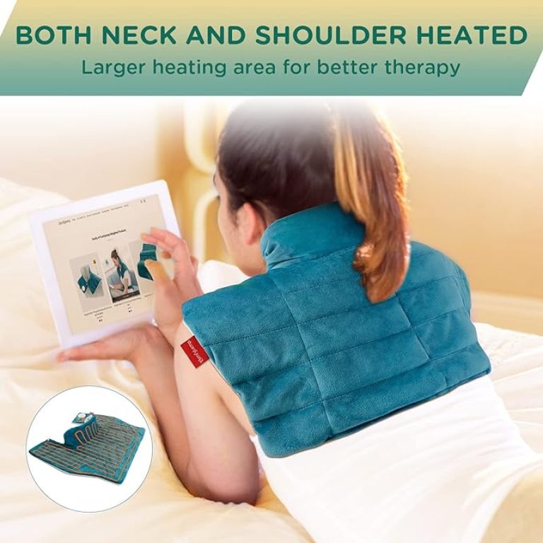 Heating Pad for Neck, Shoulders, and Back - Comfytemp Weighted Electric Heat Pad for Pain Relief, FSA HSA Eligible, Large 2.6lb Wrap with 9 Heat Settings, 11 Auto-Off Options - Ideal Birthday Gifts for Women & Men - Image 3