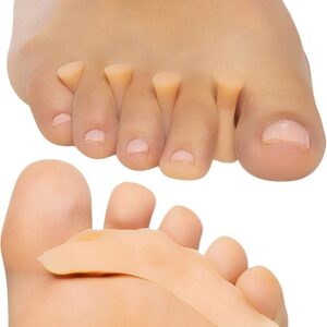 ZenToes Hammer Toe Straightener Crest with No Loop 4 Count Gel Spacer Splint and Crutch for Hammertoes, Overlapping and Mallet Toes (Beige)