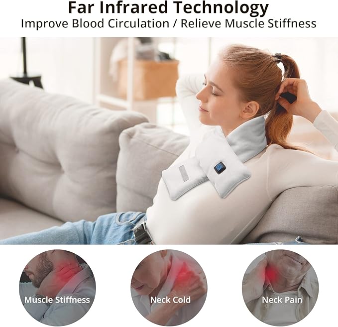 AKASO Heated Neck Wrap with 5000mAh Power Bank - Electric Heating Pad for Neck Pain Relief and Stiffness - Image 3