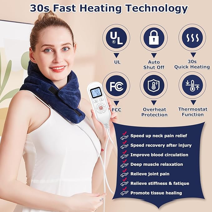 CAMECO 1 PACK Neck Heating Pad for Neck Pain, Heating Pad for Neck Pain Relief, Heated Neck Wrap Neck Warmer for Soreness Stiffness Cervical Spondylosis | 0-90min Auto Shut-Off | 86?-158? Temp Setting - Image 3