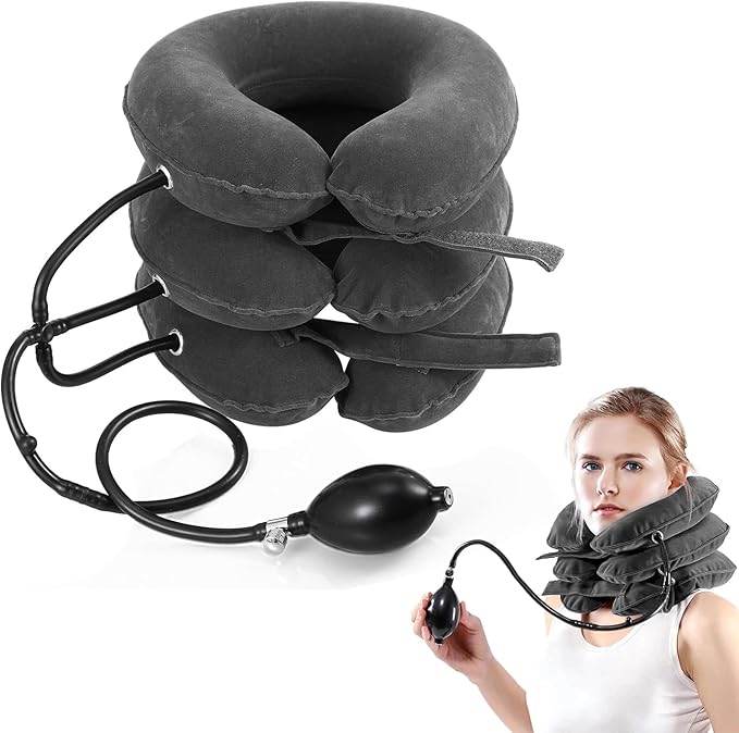 Pogcay Cervical Neck Traction Device, Neck Stretcher for Neck Pain Relief, Neck Traction Device for Home Use, Neck Decompression Devices, Inflatable Stretcher, Neck Brace & Neck Decompression