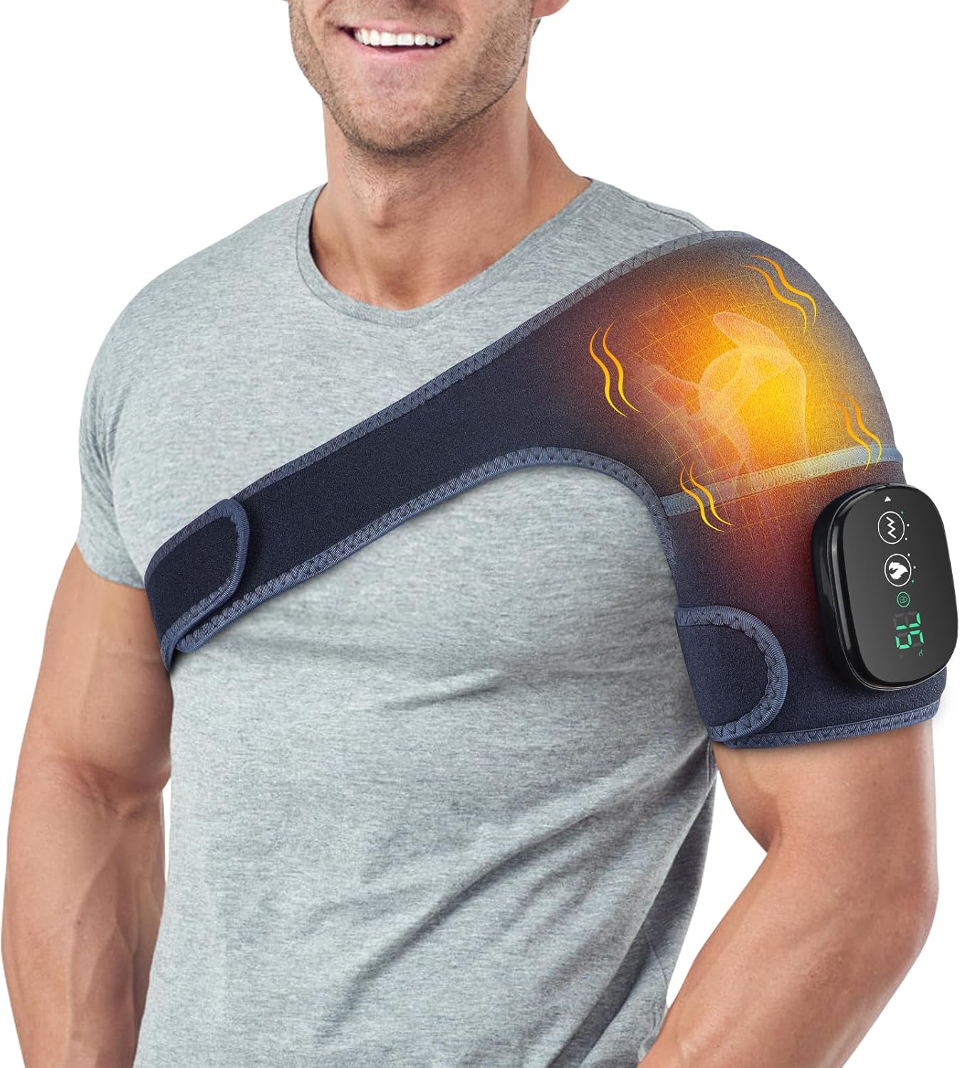 MOAJAZA Cordless Knee Massager with Heat and Vibration, Heating Pad for Knee Shoulder Elbow, Heated Knee Brace for Arthritis (Pack of 1 Blue) - Image 2