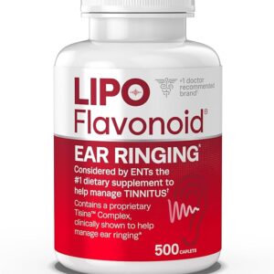 Lipo Flavonoid Plus, Tinnitus Relief for Ringing Ears, OTC Flavonoid Ear Health Vitamins, Bioflavonoids & Vitamin C, 500 Caplets