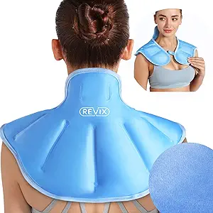 REVIX Ice Pack for Neck and Shoulders Upper Back Pain Relief, Large Neck Ice Pack Wrap with Soft Plush Lining, Reusable Gel Cold Compress for Rotator Cuff Injuries, Swelling