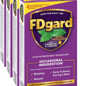 FDgard Gut Health Supplement, Indigestion, Nausea & Bloating, Upset Stomach, 144 Capsules (Packaging May Vary)