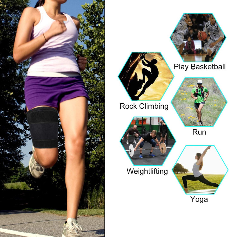 supregear Thigh Brace Support, Adjustable Hamstring Quad Wrap, Neoprene Thigh Compression Sleeve for Pulled Groin Muscle, Sprains, Quadricep, Tendinitis and - Image 2