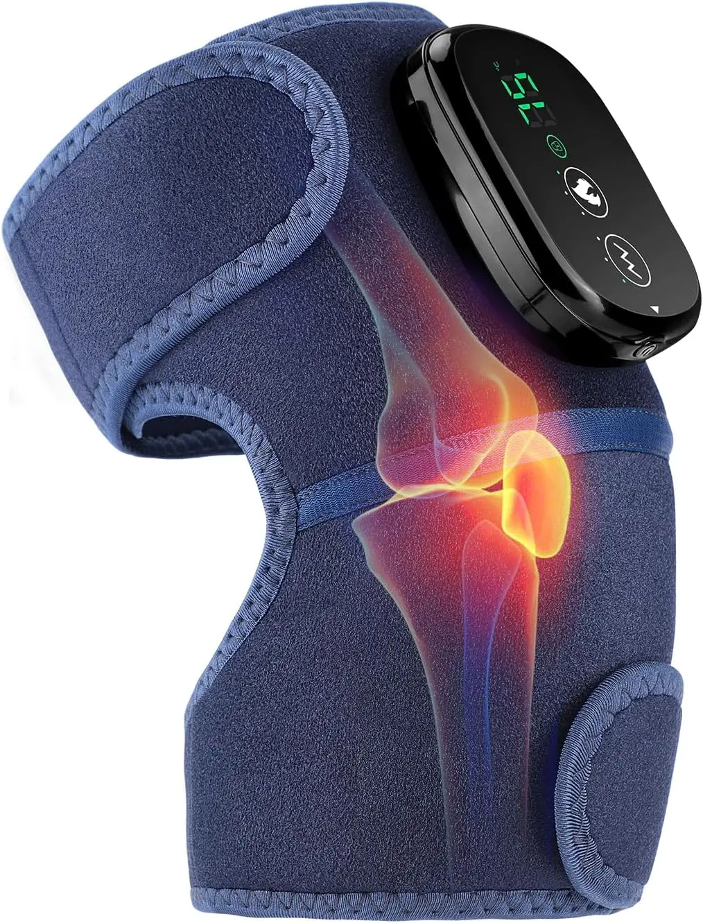 MOAJAZA Cordless Knee Massager with Heat and Vibration, Heating Pad for Knee Shoulder Elbow, Heated Knee Brace for Arthritis (Pack of 1 Blue)