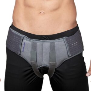 Wonder Care- Grey Inguinal Hernia Support Truss brace for Single/Double Inguinal or Sports Hernia with Two Removable Compression Pads & Adjustable Groin