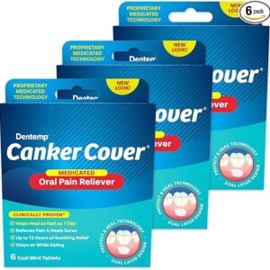 Dentemp Canker Cover - Canker Sore Medicine Pain Reliever (3pack) - Canker Sore Treatment to Relieve Canker Pain, Mouth Sores & Mouth Irritation - Fast Acting Canker Sore Relief Tablets for Adults