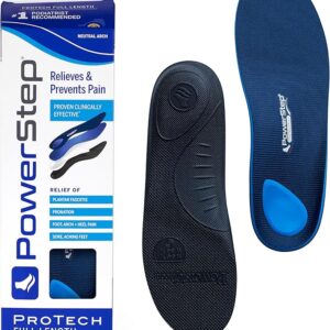 PowerStep ProTech Full Length Orthotic Insoles - Medical Grade Arch Support Inserts for Relieving Plantar Fasciitis + Heel Pain - Maximum Cushioning + ShockAbsorb Orthotics (M 8-8.5 W 10-10.5)