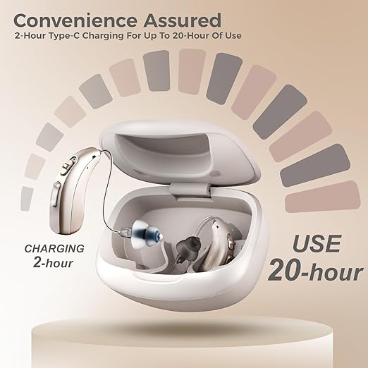 LINNER Mercury OTC Hearing Aids Rechargeable - Noise Cancellation, 3 Modes, 8 Volume, Easy Use & Charge Indicator/Case. Ideal Amplifier for Seniors with Moderate to Severe Hearing Loss - Image 2