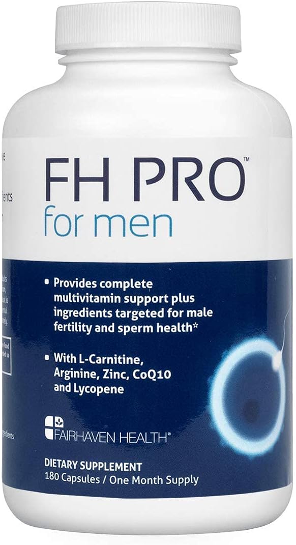 Fairhaven Health FH Pro for Men | Premium Fertility Supplement for Men | Optimal Count Support and Motility for Him | Male Multivitamin for Conception Support | 180 Capsules | 1 Month Supply