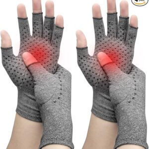 DRNAIETY 2 Pairs Compression Gloves for Hand Arthritis, Rheumatoid, Osteoarthritis, Carpal Tunnel Pain for Women & Men, Anti-Slip Glue dot Gloves for Work