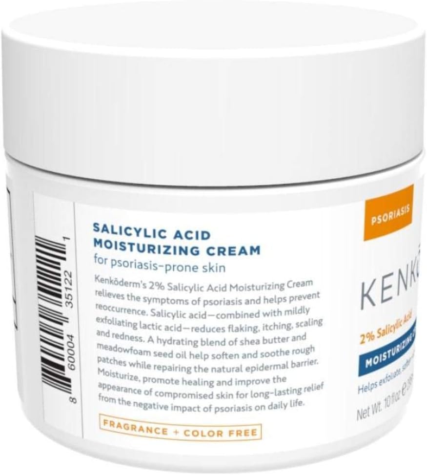 Kenkoderm Psoriasis Moisturizing Cream - 10 oz | 1 Jar | Dermatologist Developed | Fragrance + Color Free (4 Jars) - Image 2