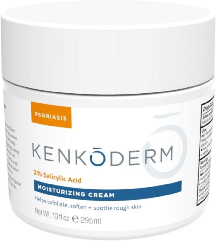 Kenkoderm Psoriasis Moisturizing Cream - 10 oz | 1 Jar | Dermatologist Developed | Fragrance + Color Free (4 Jars)