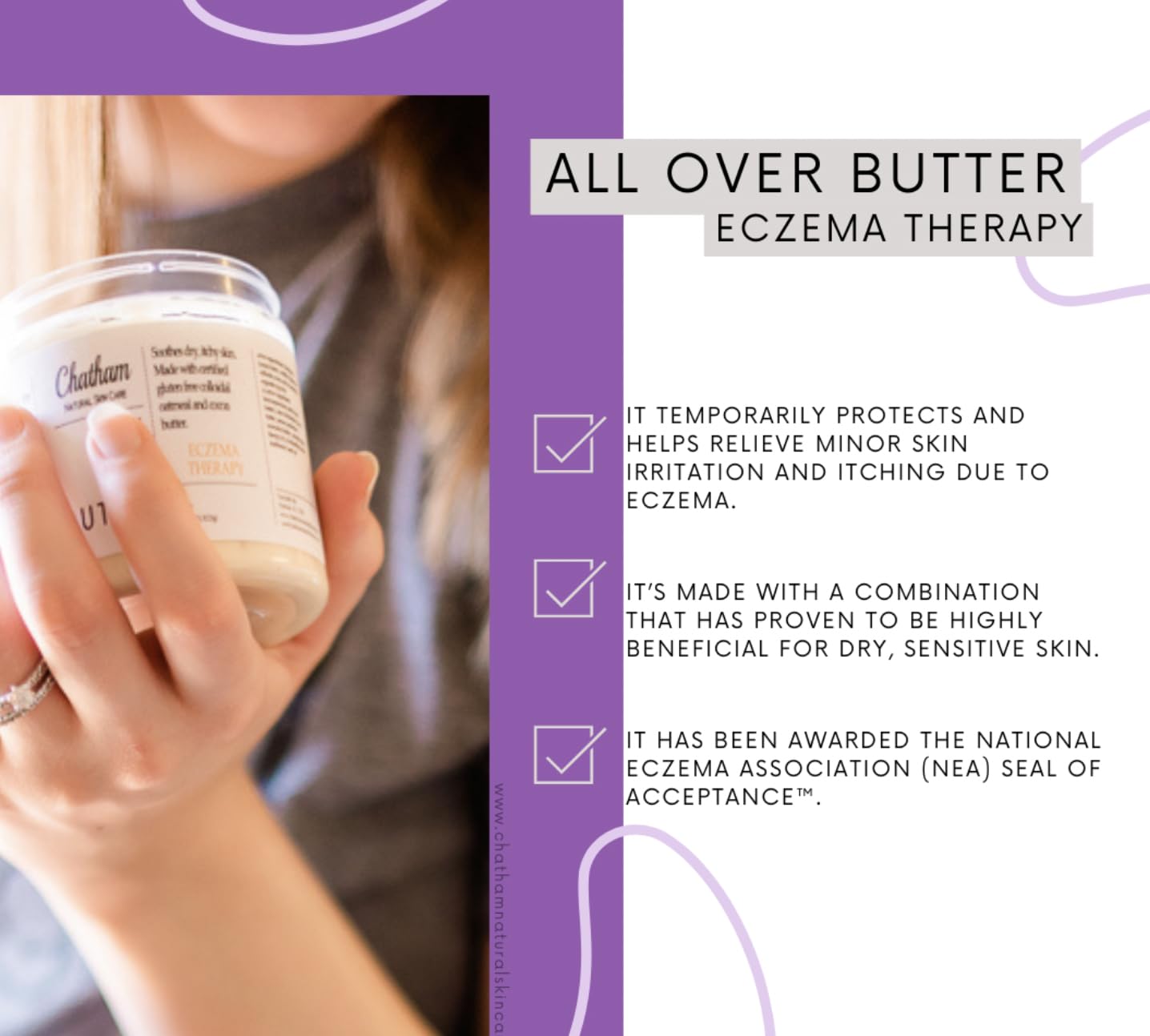 Chatham Natural Skin Care All Over Butter Eczema Therapy Cream for Dry, Itchy Skin, Face, Feet and Hands. Trusted by Families and Steroid Free. Moisturizes and Softens Skin 3oz - Image 3