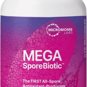 Microbiome Labs MegaSporeBiotic Probiotics for Digestive Health - Mens & Womens Probiotic Nutritional Supplements with Spore Based Bacillus Coagulans & Bacillus Subtilis for Gut Health (60 Capsules)