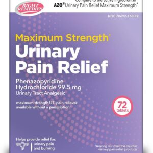 Urinary Pain Relief Phenazopyridine HCl 99.5mg Tablets | Maximum Strength OTC for Fast Relief of UTI Pain, Burning and Bladder discomfort | Generic AZO Maximum Strength