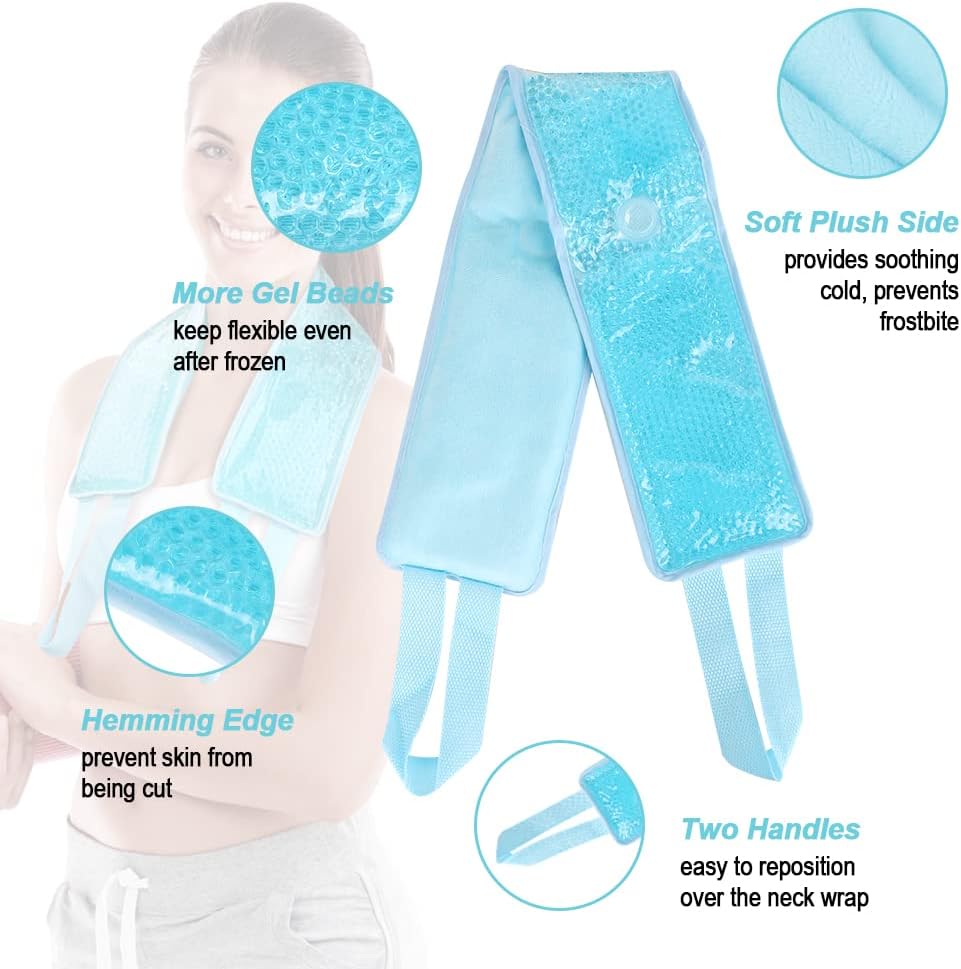 NEWGO Ice Pack for Neck Pain Relief with Strap, Neck Ice Pack for Injuries Reusable Neck Cold Pack Wrap for Sports Injuries, Swelling, Cervical Surgery Recovery - Image 2