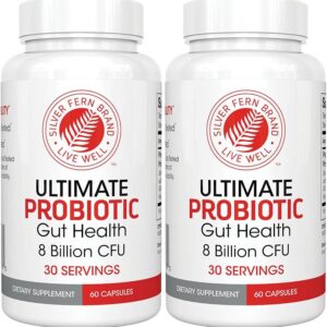 Silver Fern Ultimate Probiotic Supplement Vegicaps - Daily Metabolic Restoration, Proven Survivability, DNA Verified Multi-Strain Probiotic Capsules (2 Bottles - 120 Capsules)