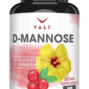 VALI D-Mannose 1000mg Urinary Tract Health Formula. Organic Cranberry Fruit Powder & Hibiscus. Healthy Bladder, Natural Cleanse, Fast Detox Flush, Herbal UT Function Support Pills