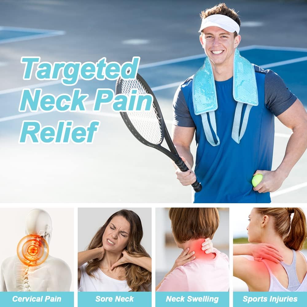 NEWGO Ice Pack for Neck Pain Relief with Strap, Neck Ice Pack for Injuries Reusable Neck Cold Pack Wrap for Sports Injuries, Swelling, Cervical Surgery Recovery - Image 3