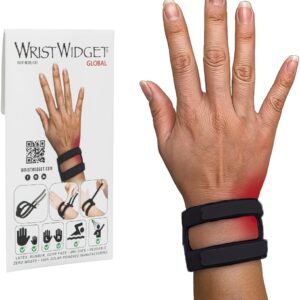 WristWidget® (Black Adjustable Wrist Brace for TFCC Tears, One Size fits most. For Left and Right Wrists, Support for Weight Bearing Strain, Exercise