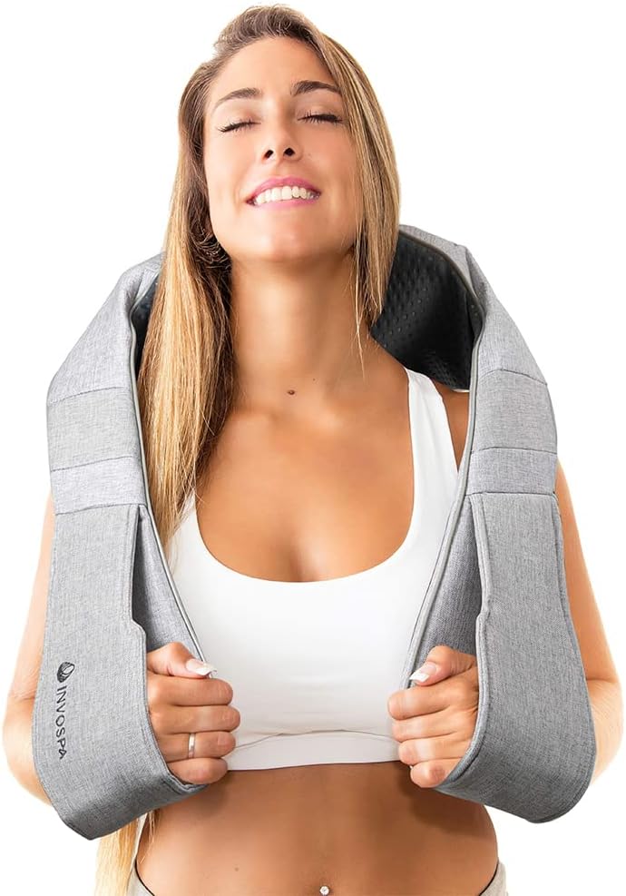 InvoSpa Shiatsu Back Shoulder and Neck Massager with Heat - Deep Tissue Kneading Pillow Massage - Back Massager, Shoulder Massager, Electric Full Body Massager - Massagers for Neck and Back
