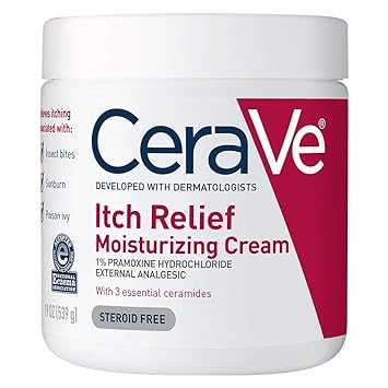 CeraVe Anti-Itch Cream with Pramoxine for Itchy Skin Relief from Bug Bites, Sunburns, and Minor Irritations - Fragrance Free 19 oz Moisturizing Cream