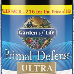 Garden of Life Whole Food Probiotic Supplement - Primal Defense Ultra Ultimate for Digestive and Gut Health, 216 Vegetarian Capsules