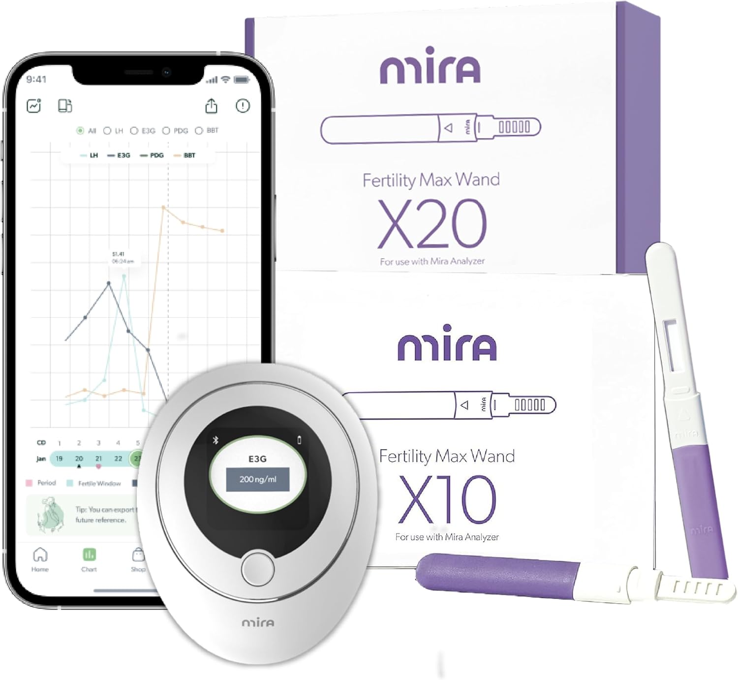 Mira MAX Bundle, includes Digital Analyzer + 30 MAX Wands to Test LH, E3G, and PdG hormone levels, Predict & Confirm Ovulation and Fertility Window - Image 4