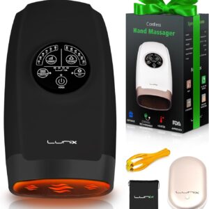 Lunix LX3 Cordless Electric Hand Massager with Compression, 6 Levels Pressure Point Therapy Massager for Arthritis, Pain Relief, Carpal Tunnel and Finger Numbness, Shiatsu Massage Machine with Heat