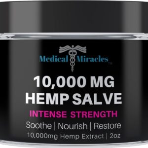 Hemp Salve Intense Strength 10,000 MG. Ideal for HIPS, Joints, Neck, Back, Elbows, Fingers, Hands, and Knees. 100% Natural - Proudly Made in USA