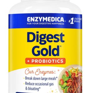 Enzymedica Digest Gold + Probiotics, 2-in-1 Formula for Gut Health, Digestive Enzymes & 1.5 Billion Active Probiotic Cultures, 180 Count (FFP)